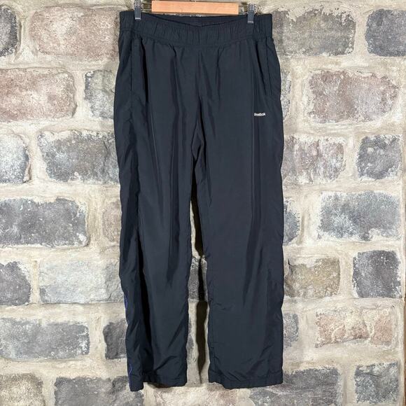 Reebok Trak Pants Woman's Large Black Purple Lined Athletic Workout Running - Picture 1 of 14